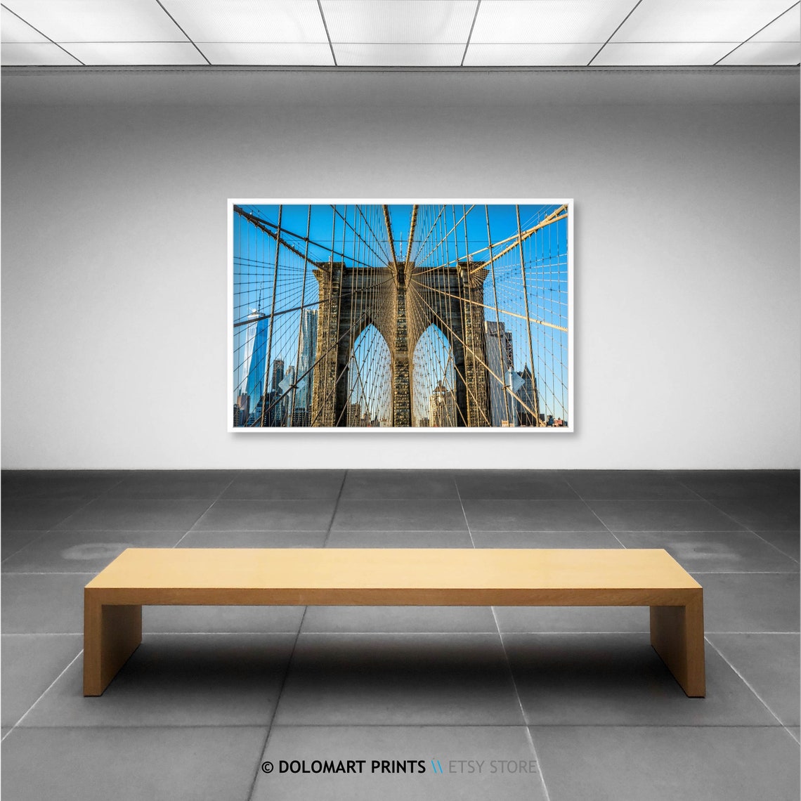 Brooklyn Bridge Cables Blue Sky New York City Photography Poster - Image 2