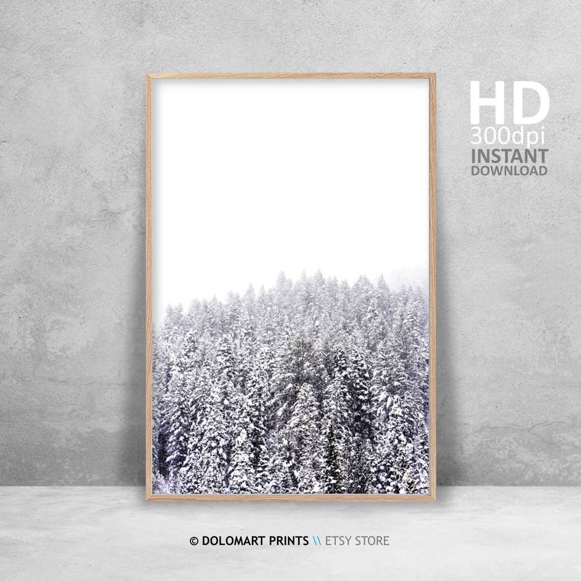 Snow Covered Evergreen Forest Minimal White Winter Wonderland Poster - Image 4