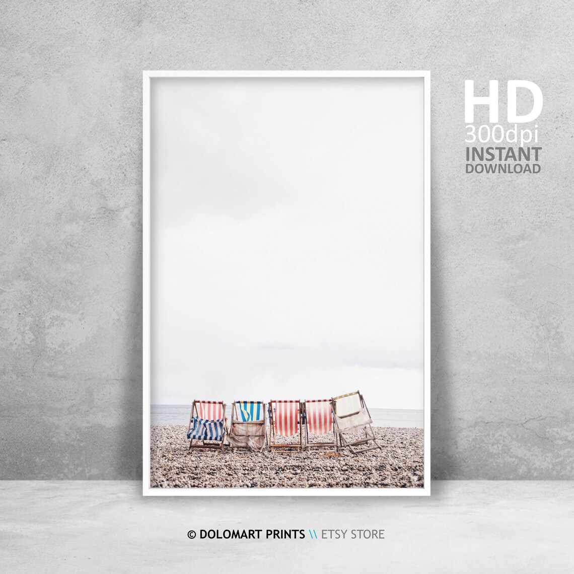 Retro Beach Chair Art Print, Vintage Coastal Decor