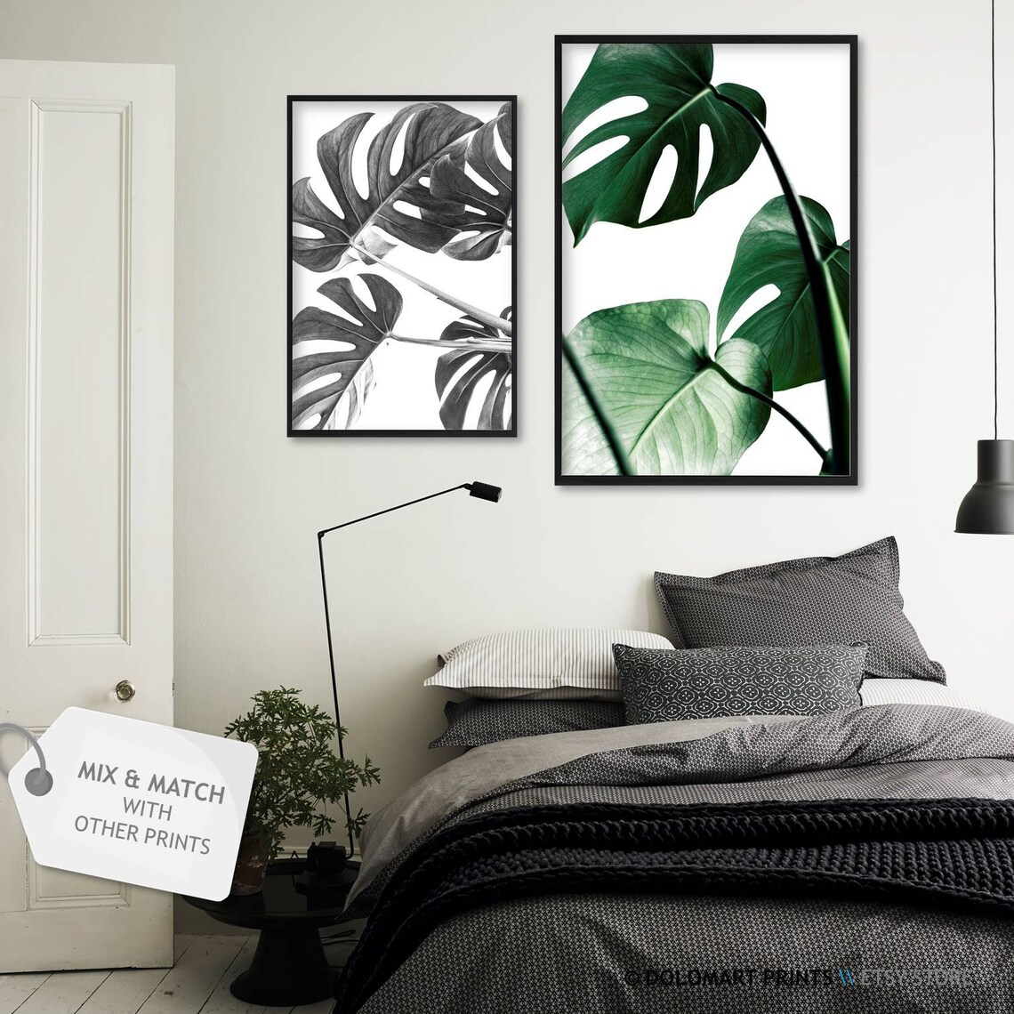 Dark Green Monstera Leaves Botanical Tropical Photography Poster - Image 2