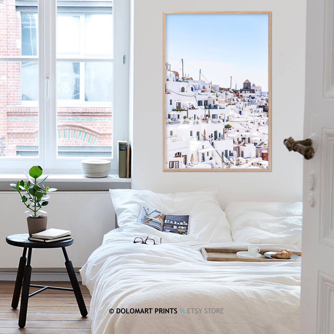 Santorini Whitewashed Village Greek Island Townscape Travel Poster - Image 4