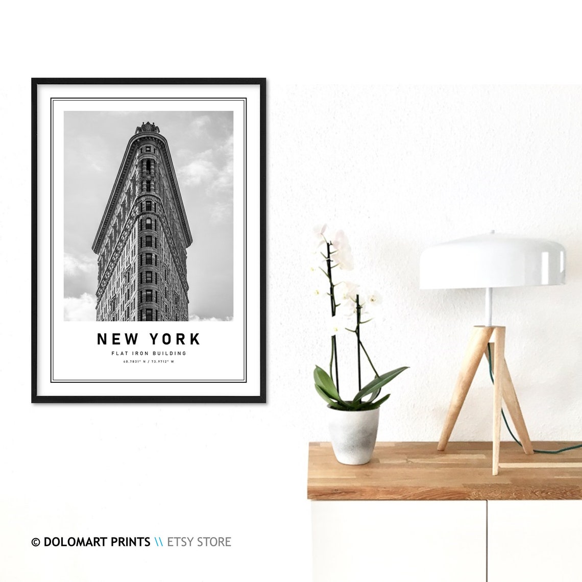 New York Flatiron Building Minimalist Travel Poster With Coordinates - Image 3