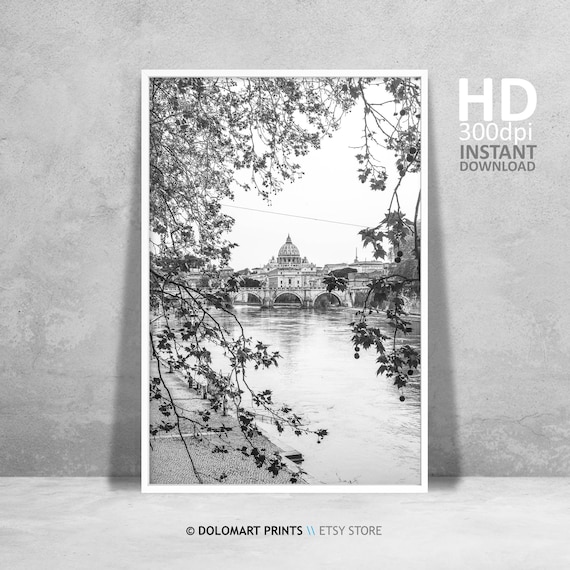 Rome Architecture Travel Poster, Black-And-White View