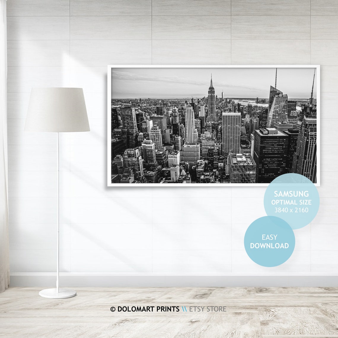 New York City Skyline Black White Frame TV Digital Art Poster - Image 4