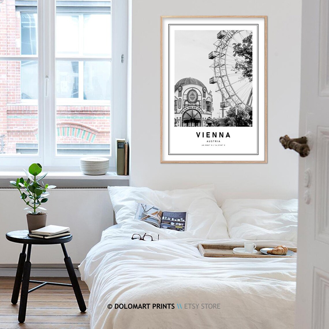 Vienna Austria Travel Poster, Black And White Coordinates - Image 4