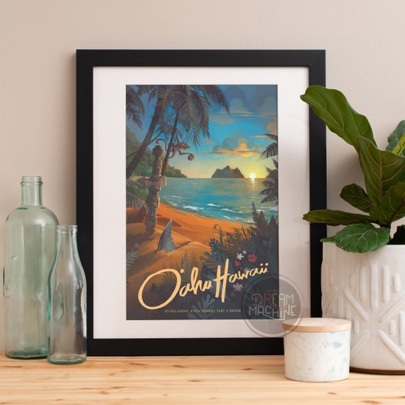 Hawaii North Shore Travel Poster Hawaii Art Hawaii Wall Art Hawaii Print Hawaii Painting Beach Decor Beach Art Beach Print