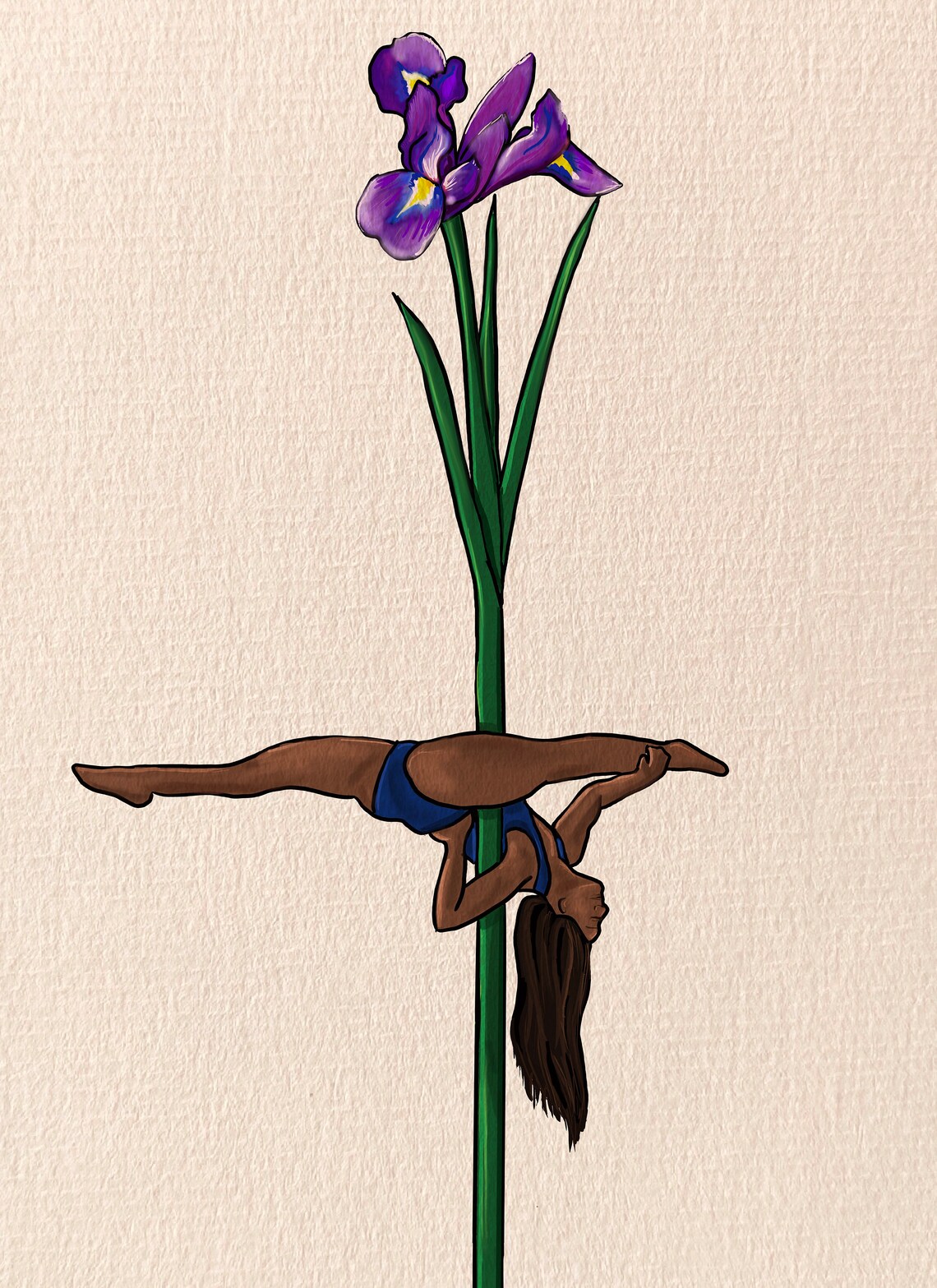 Pole Dance Flower Print, Iris Botanical Art Print - Image 4