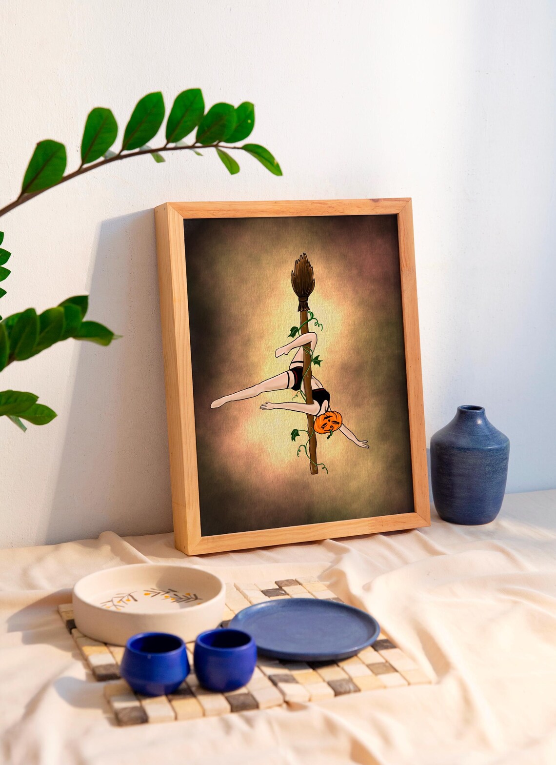 Pole Dance Halloween Art Print, Pumpkin Design - Image 3