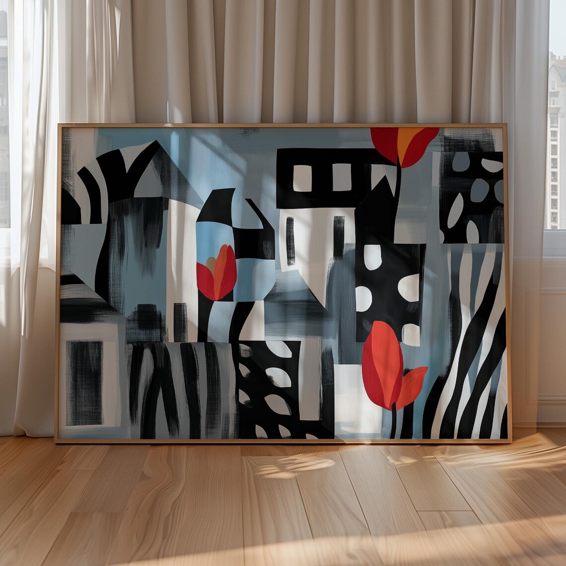 Abstract Tulip City, Modern Floral Wall Art - Image 5