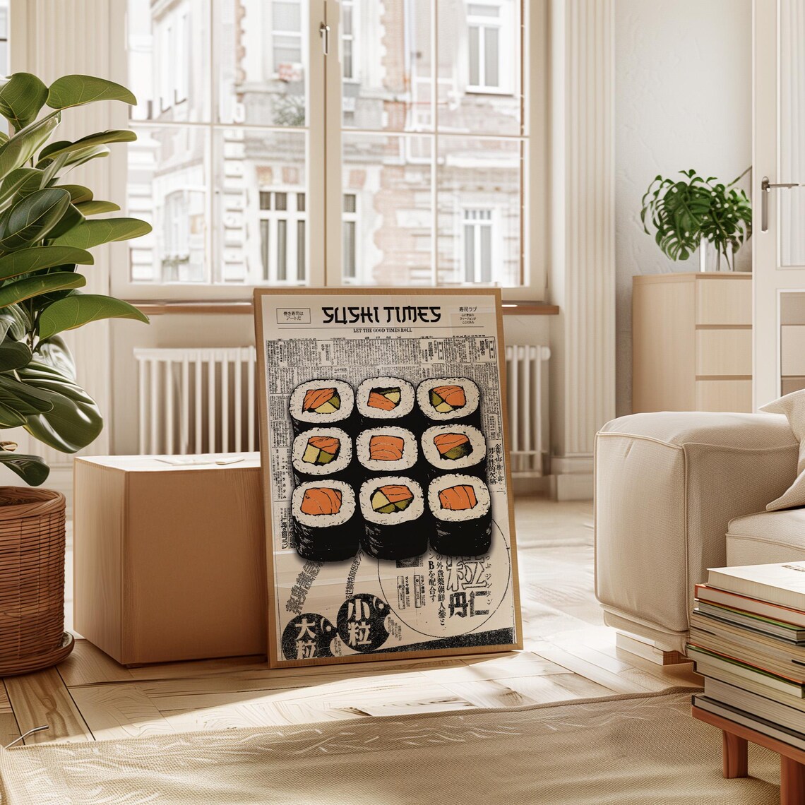 Sushi Times Japanese Newspaper Nine Maki Rolls Food Art Poster - Image 2