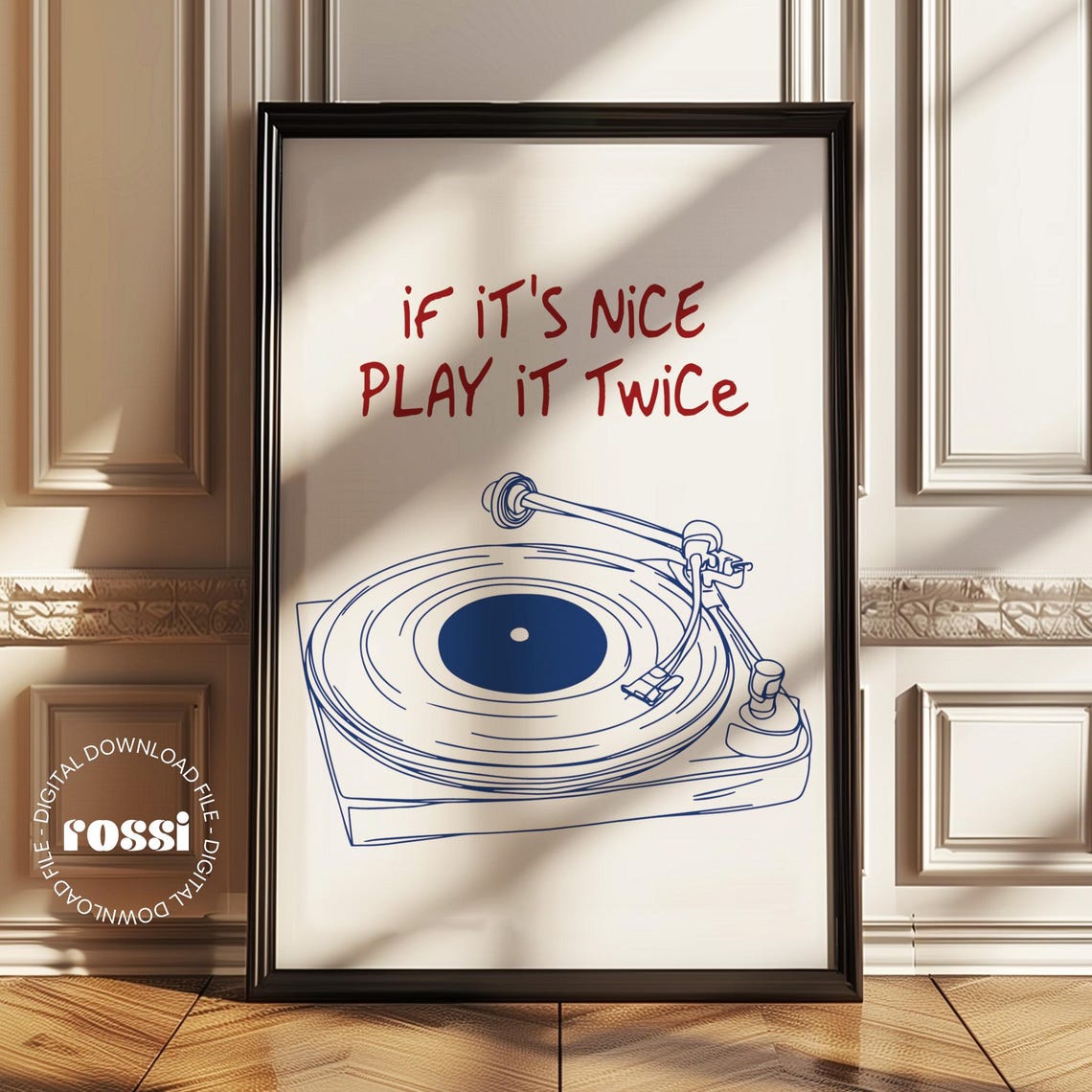 If It's Nice Play It Twice Blue Vinyl Record Player Music Poster - Image 2