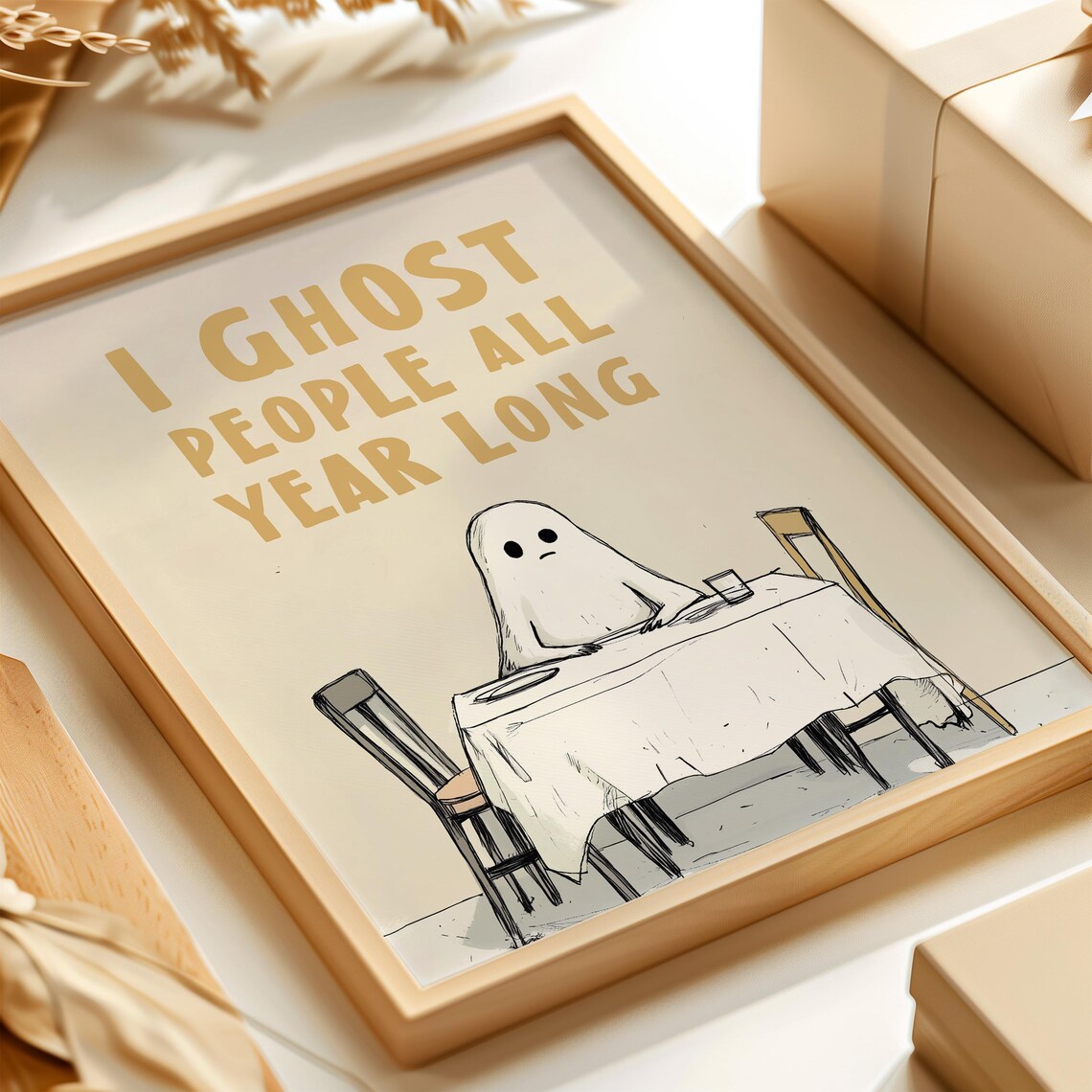 Funny Ghost Wall Art Halloween Ghost Decor Ghost Art Cute Halloween Decor Spooky Funny Wall Art Ghost Print - Image 2
