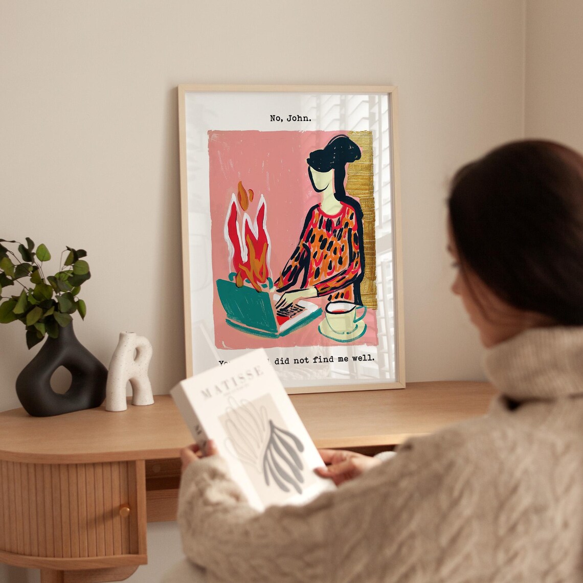 Funny Office Print Remote Work Art Maximalist Art Print Home Office Decor Funny Work Print Remote Work Decor Office Humor Print - Image 3