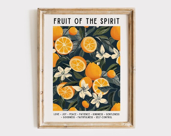 Fruit Of The Spirit Orange Citrus Botanical Bible Verse Wall Art