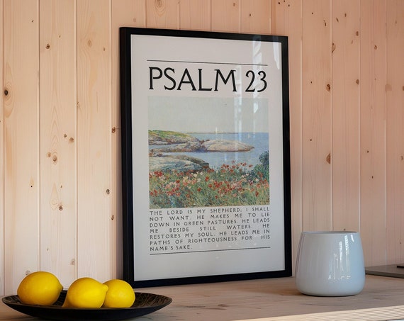 Psalm 23 Vintage Landscape Poster For Christian Home Decor For Apartment Housewarming Gift Bible Verse Wall Art Instant Printables