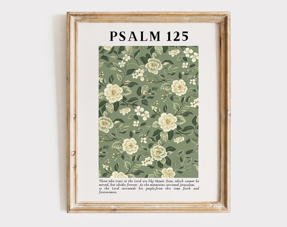 Psalm 125 Sage Green Vintage Floral Pattern Scripture Poster
