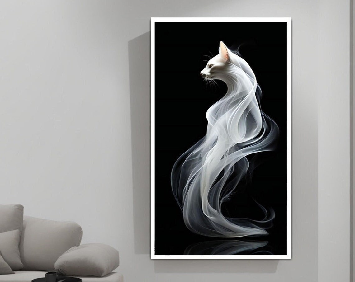 White Cat Poster, Cat Wall Decor - Image 3