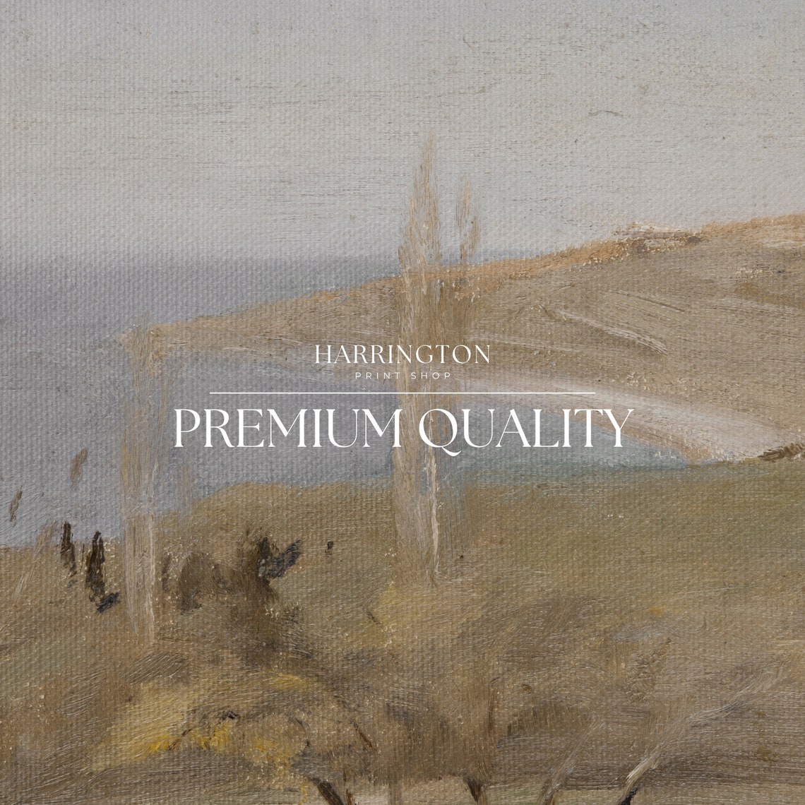 Hazy Lakeside Hills Poplar Trees Muted Vintage Landscape Art Poster - Image 5