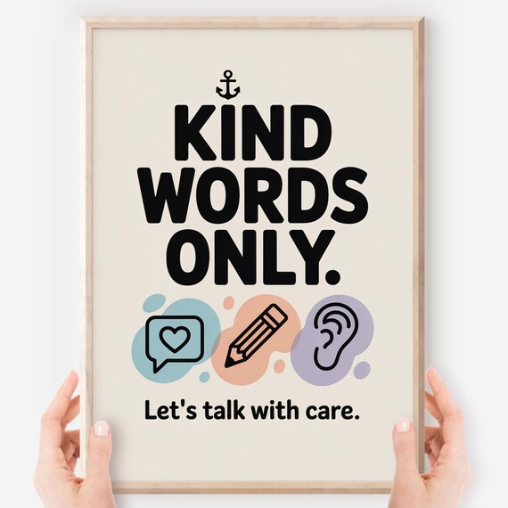 Kind Words Only Lets Talk With Care Positive Classroom Rules Poster