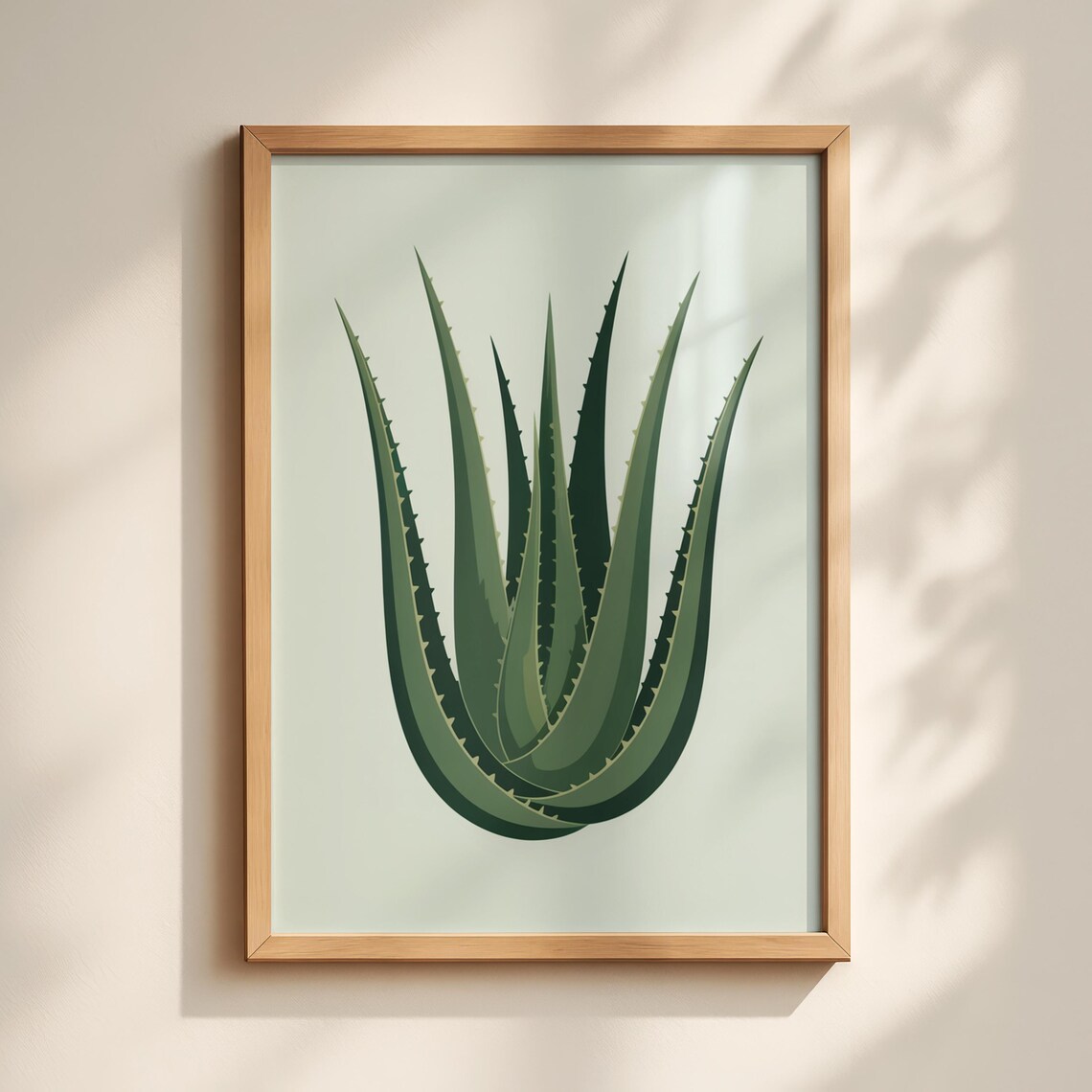 Aloe Vera Botanical Print Minimalist Green Succulent Wall Art