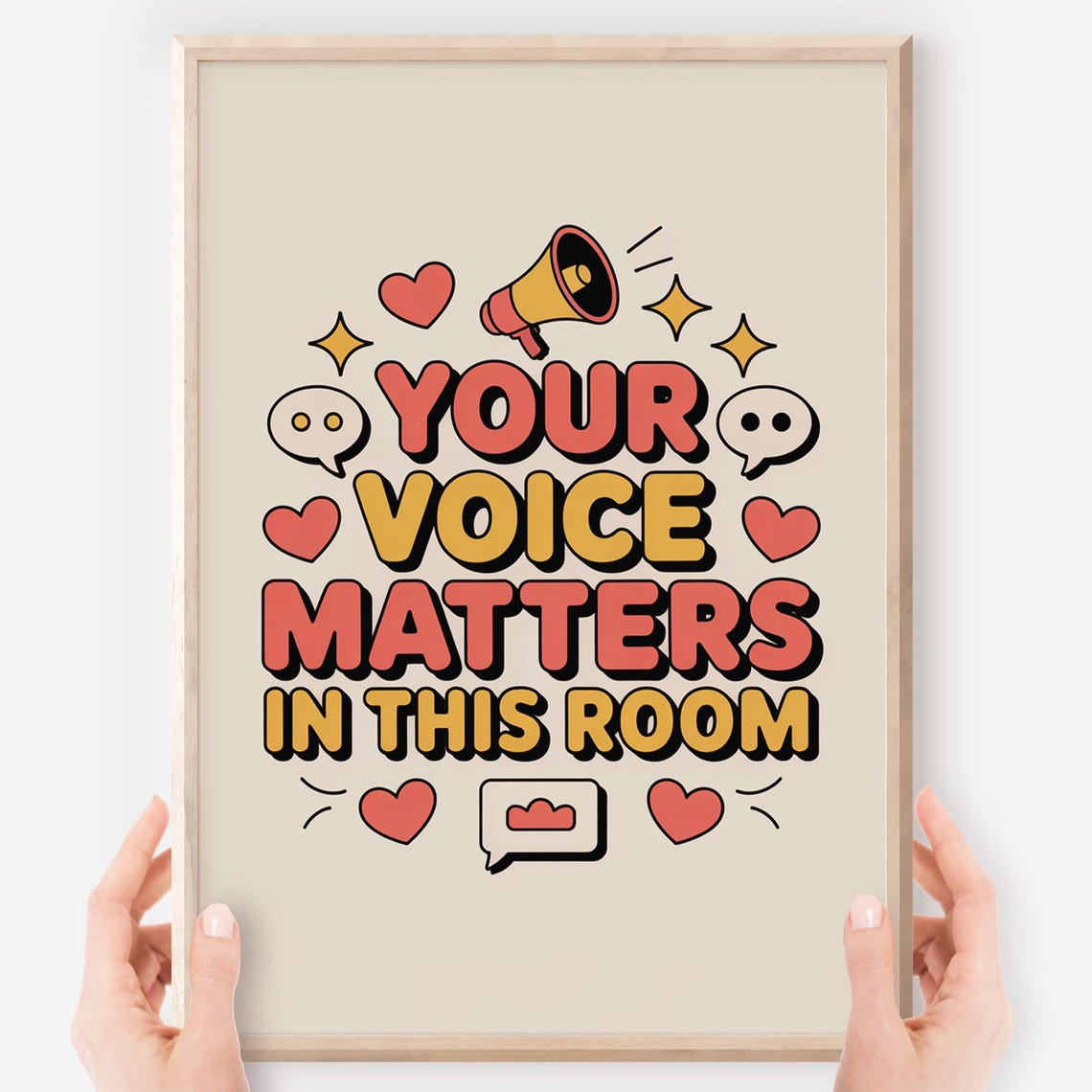 Your Voice Matters In This Room Classroom Megaphone Poster Kids