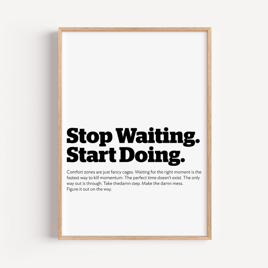Stop Waiting Start Doing Motivational Bold Black Typography Quote Poster