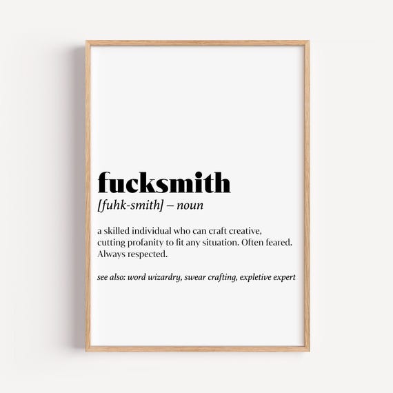 Fucksmith Definition Print Witty Profanity Art