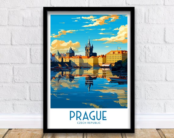 Prague Travel Poster, Czech Republic Home Decoration