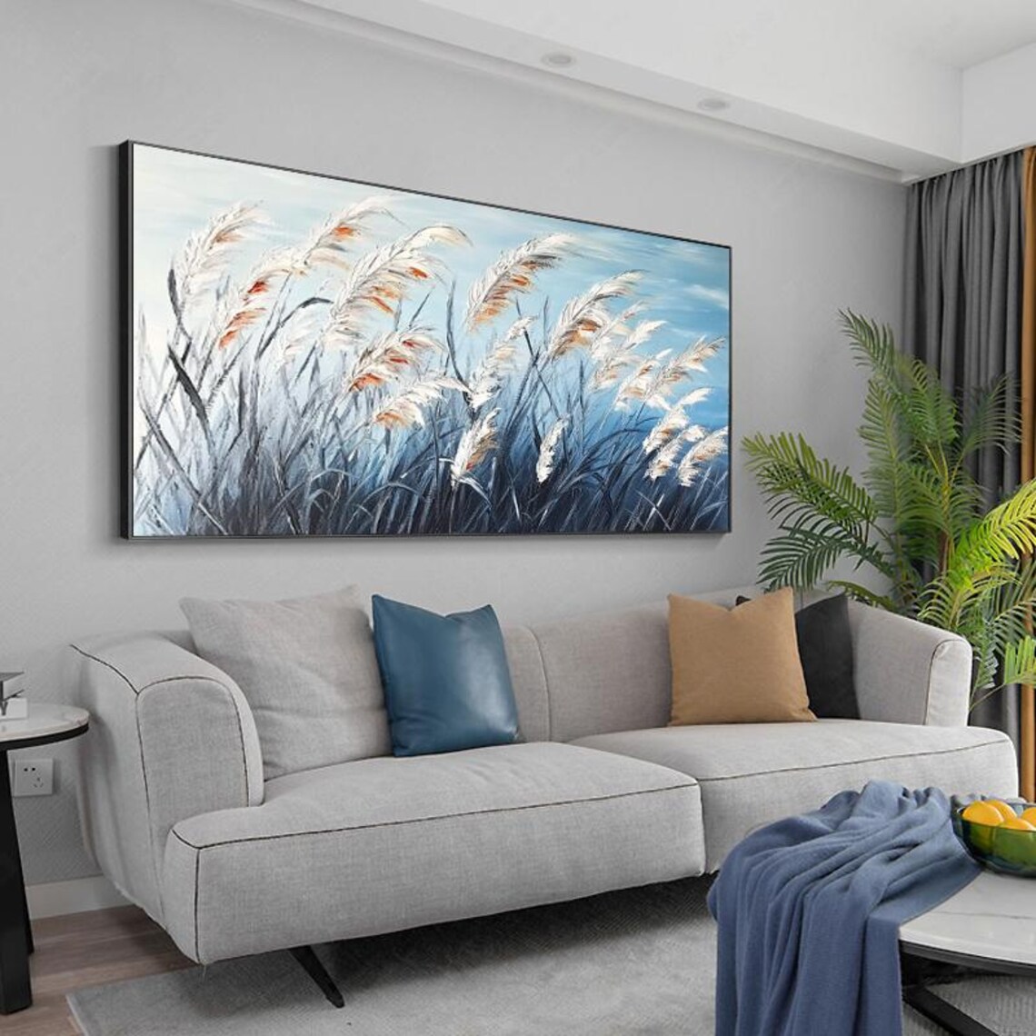 White Pampas Grass Reeds Swaying in the Wind Botanical Poster - Image 3