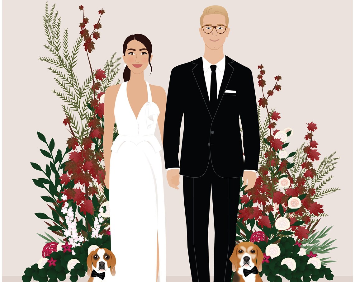 Personalized Wedding Illustration Portrait, Anniversary Gift - Image 5