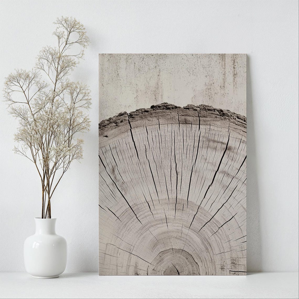 Tree Ring Art For Modern Farmhouse Decor Neutral Abstract Art Print For Living Room Vertical Minimalist Art Print Rustic Home Decor - Image 6