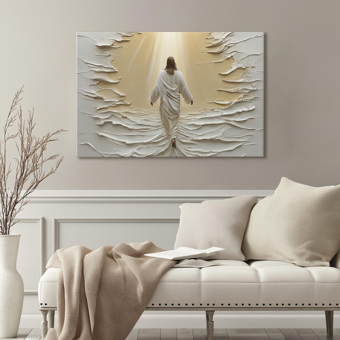 Jesus Walking On Water In Thick 3D Impasto Relief Artwork Poster - Image 3