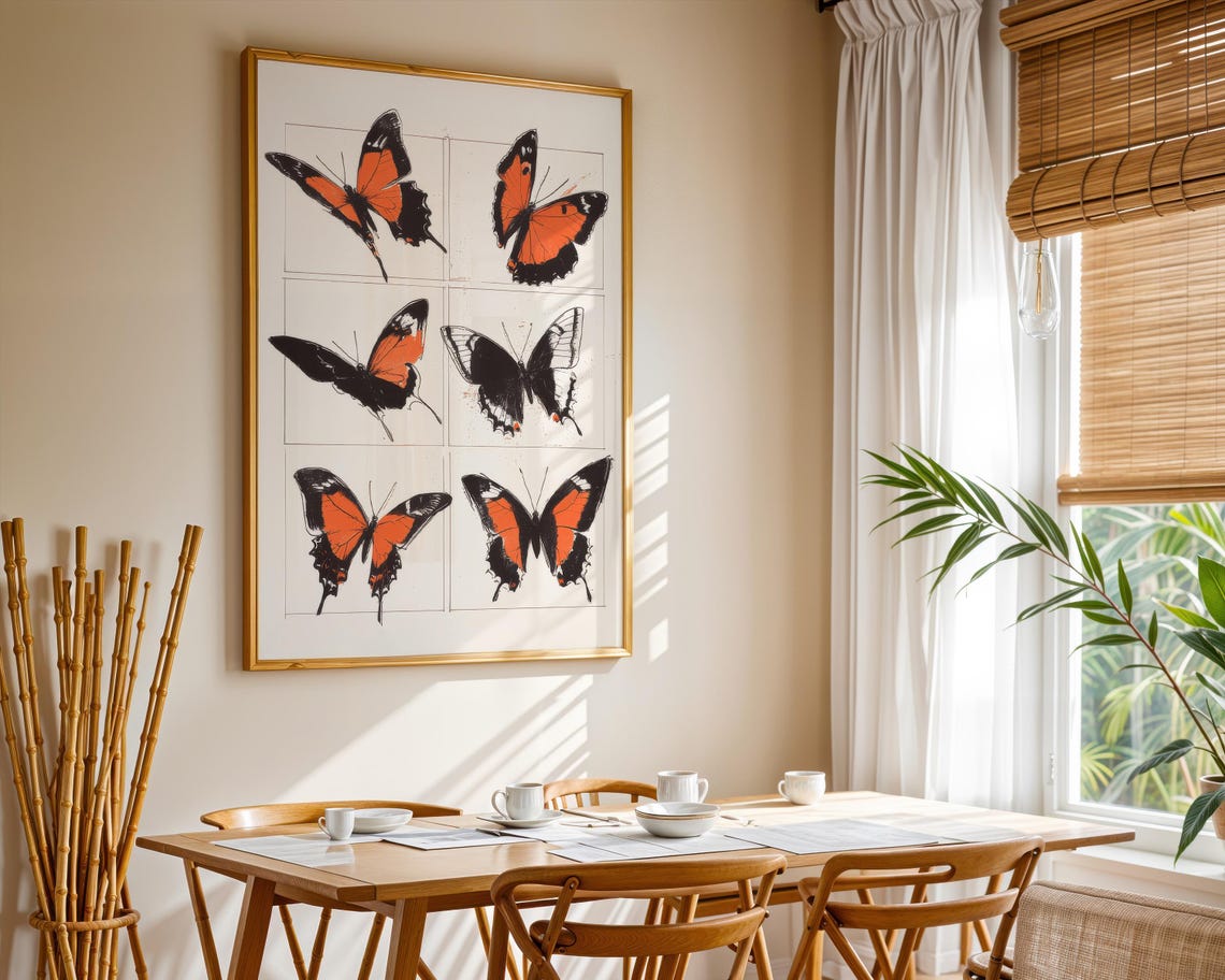 Vintage Butterfly Print Insect Wall Art Botanical Illustration Nature Poster Entomology Decor Scientific Drawing Rustic Home Decor - Image 3