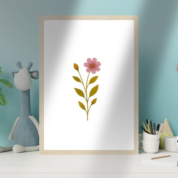 Antique Botanical Print Rustic Floral Wall Art Watercolor Flower Decor