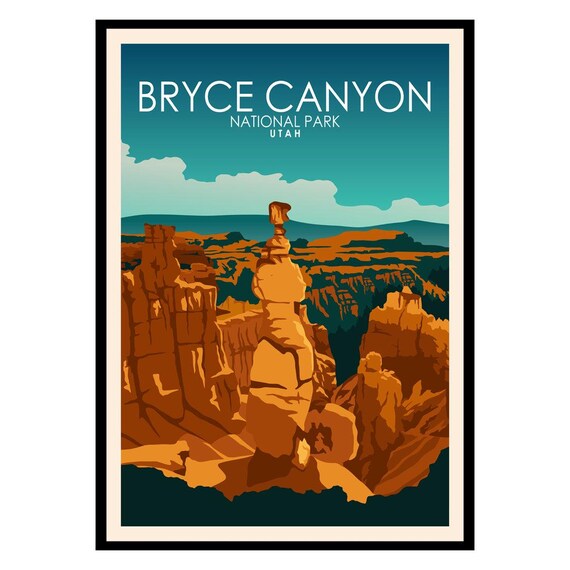 Bryce Canyon National Park Utah Travel Poster Hoodoo Desert Decor