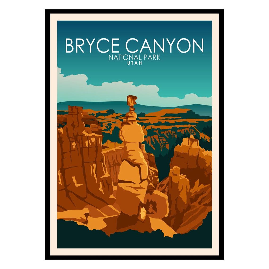 Bryce Canyon National Park Utah Travel Poster Hoodoo Desert Decor