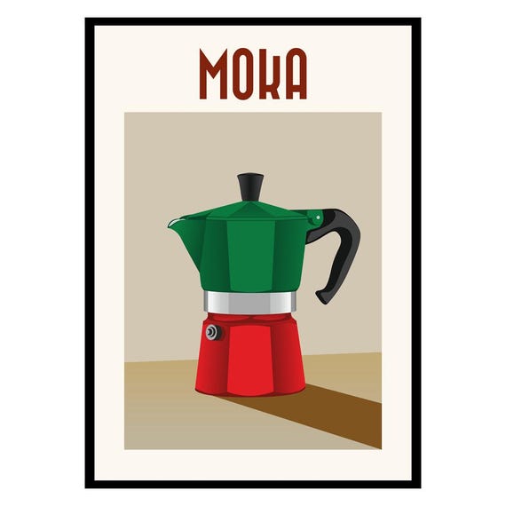Moka Pot Poster Italian Coffee Print Kitchen Wall Art