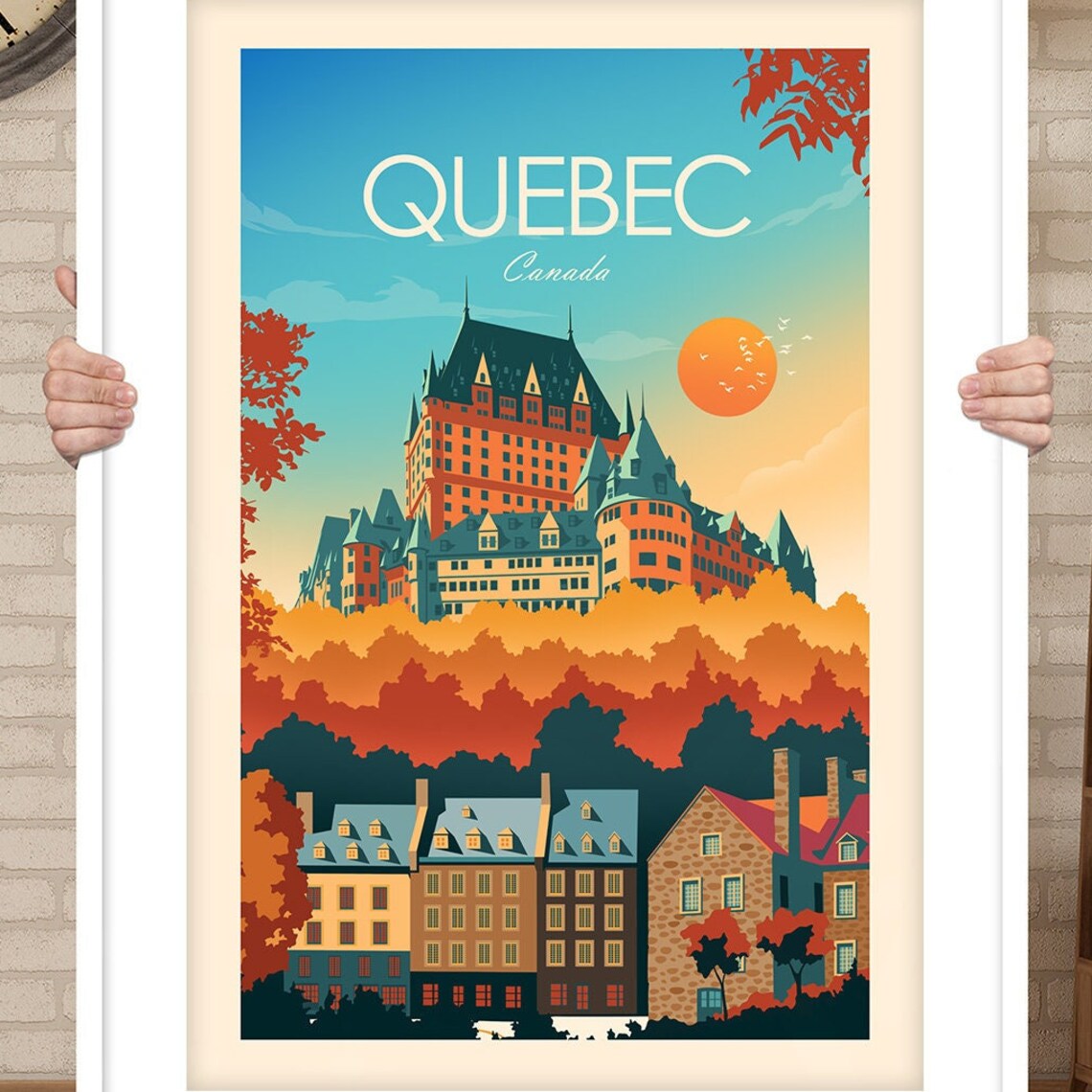 Quebec Canada Travel Poster, Chateau Frontenac - Image 3