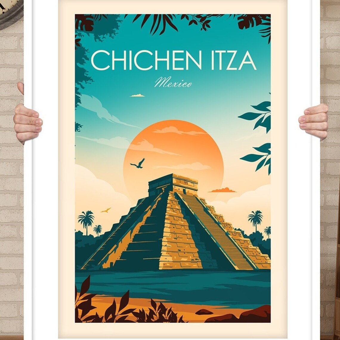 Chichen Itza Mexico Travel Poster, Yucatan Landmark - Image 3