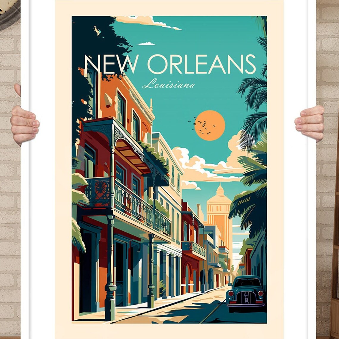 New Orleans Traditional Travel Poster, Louisiana Wall Art - Image 3