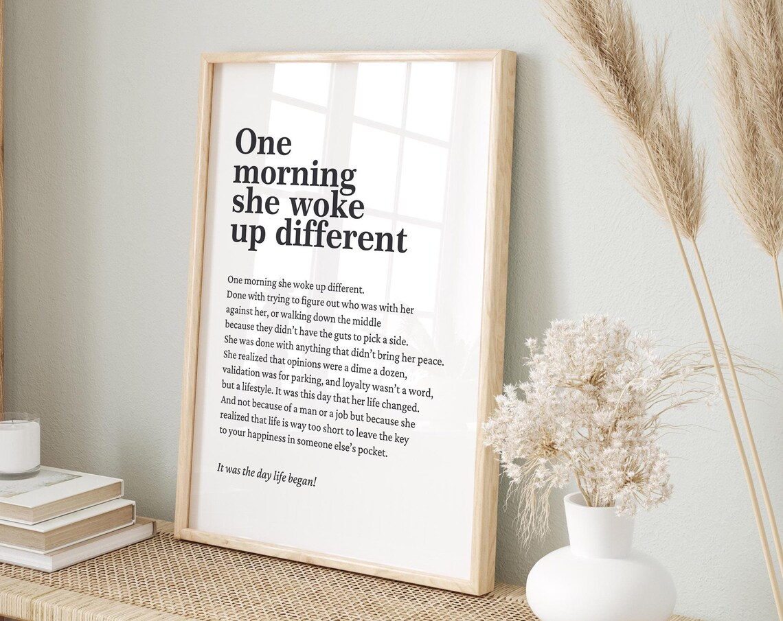 One Morning She Woke Up Different Line Art Poster