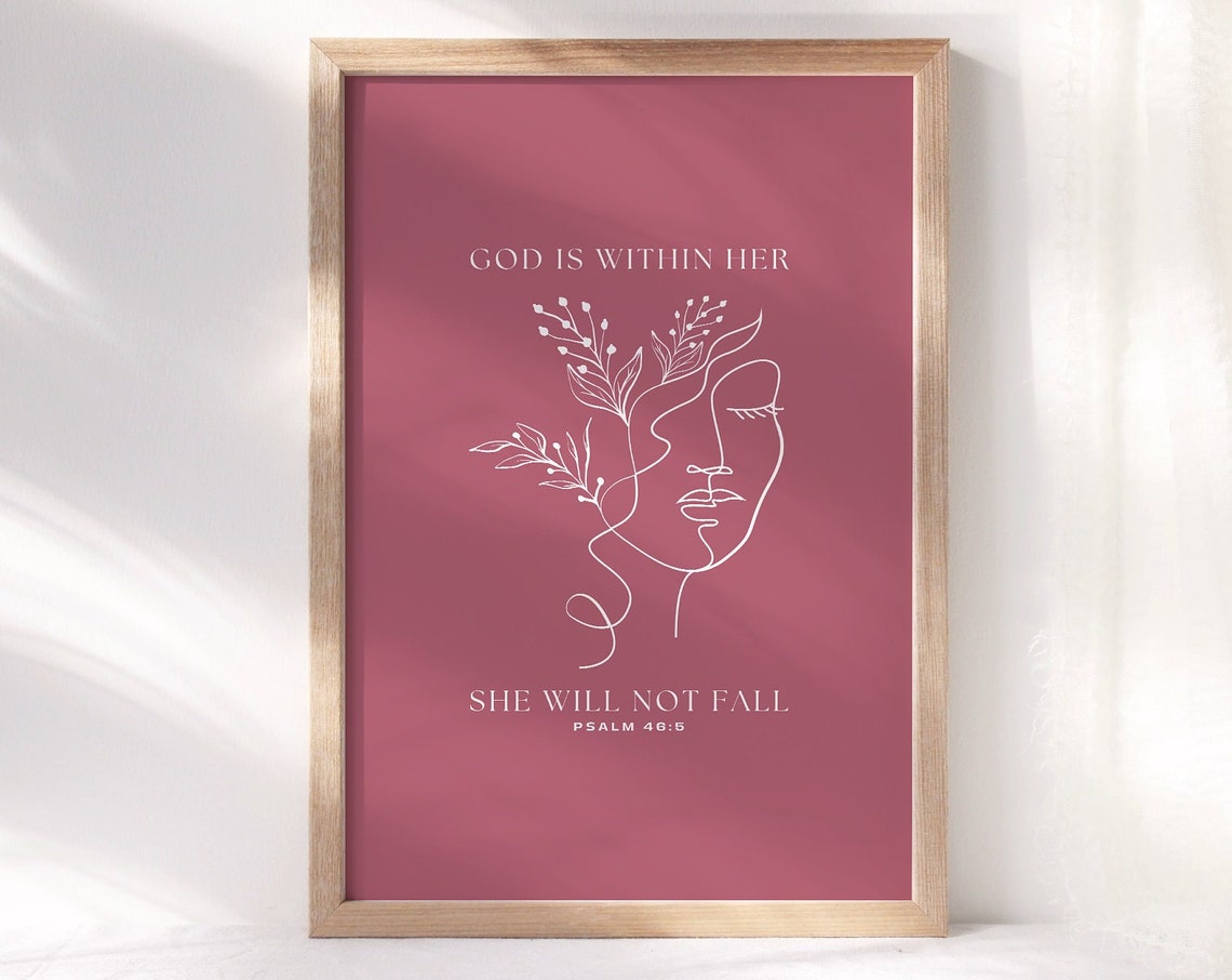 Psalm 465 God Is Within Her Print Christian Aesthetic Art Print Christian Quote Art Boho Christian Art - Image 4