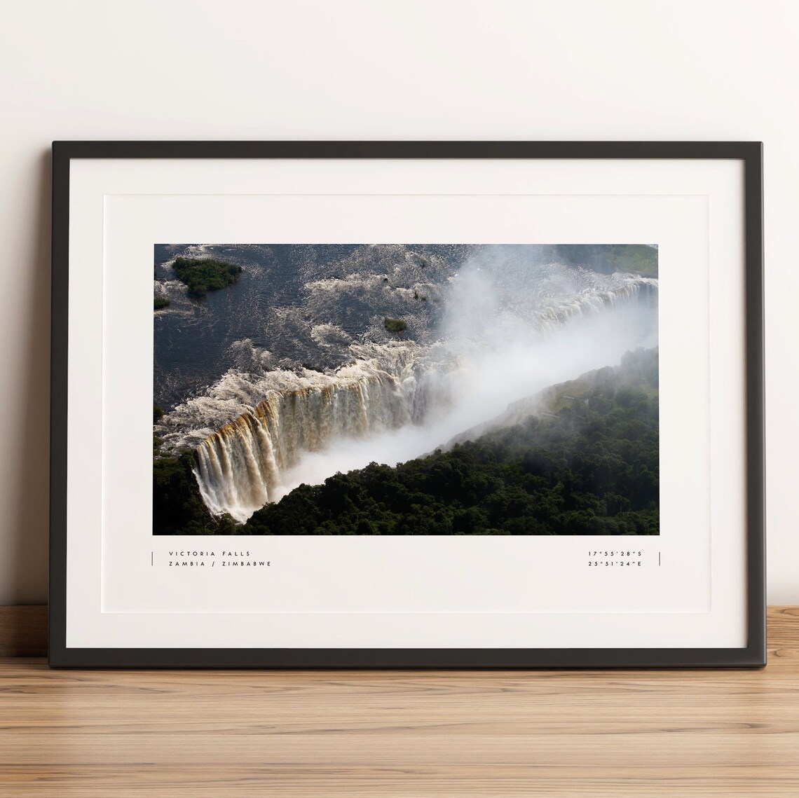 Victoria Falls Coordinates Travel Poster Art Print