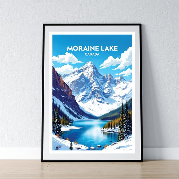 Moraine Lake Poster Banff Print Canada Wall Art Gift Travel Home Decor Illustration