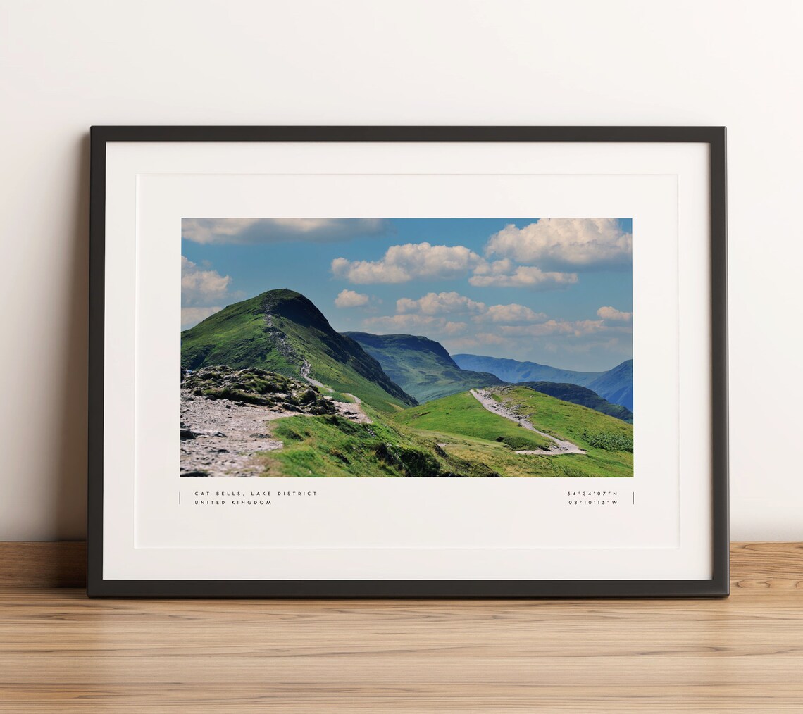 Cat Bells Print Poster, Lake District Coordinates