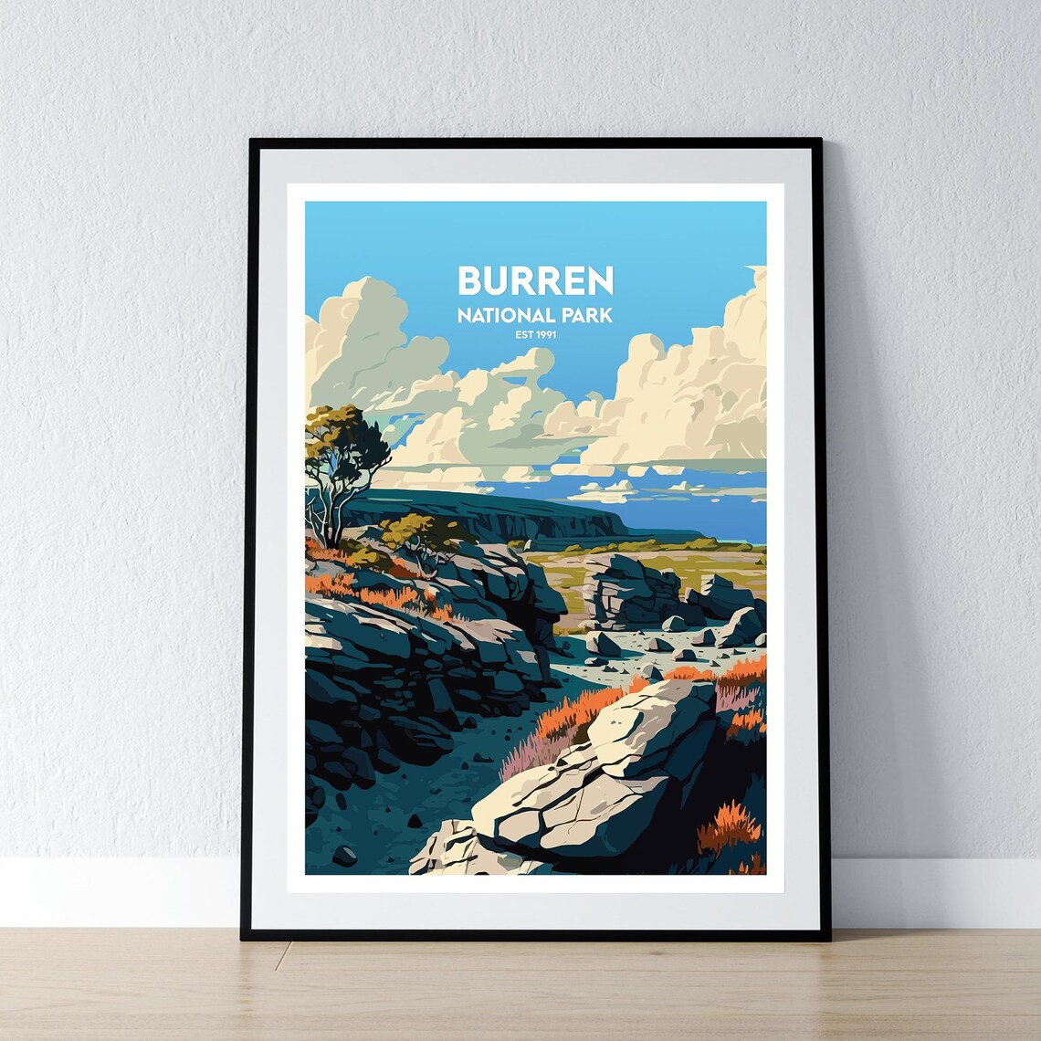 Burren National Park Limestone Rocks Coastal Travel Art Poster