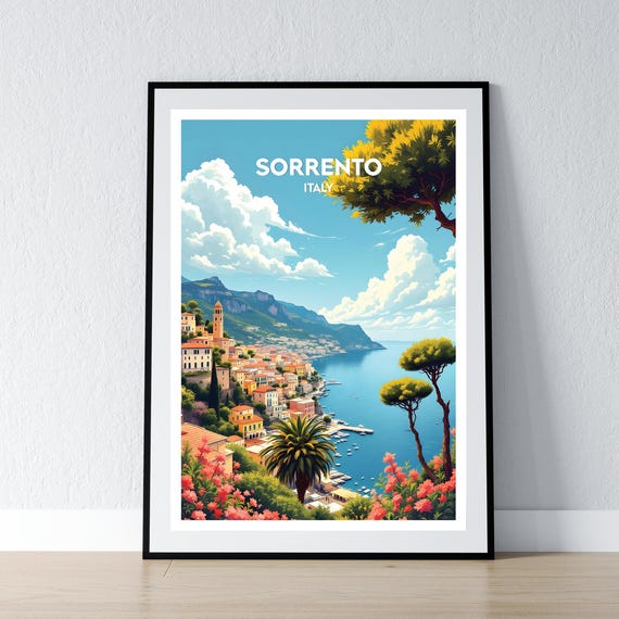 Sorrento Poster Print Wall Art Gift Travel Home Decor Illustration Amalfi Italy Wpa