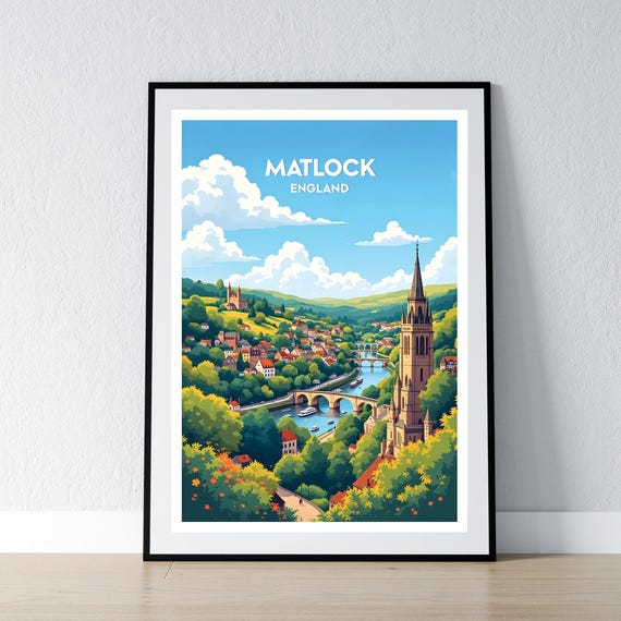 Matlock Poster Print Derbyshire Wall Art Gift Travel Home Decor Illustration