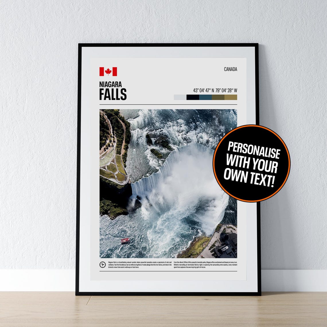 Niagara Falls Aerial Top View Horseshoe Falls Canada Travel Poster