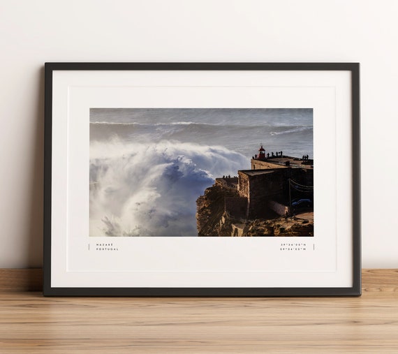 Nazaré Travel Poster, Wave Coordinates Wall Art